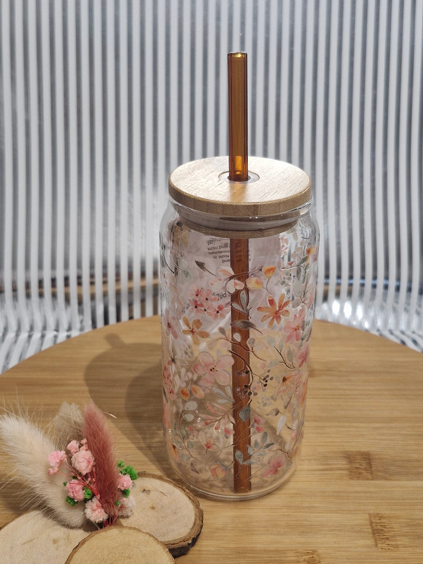 B- WARE / Blumen Trinkglas