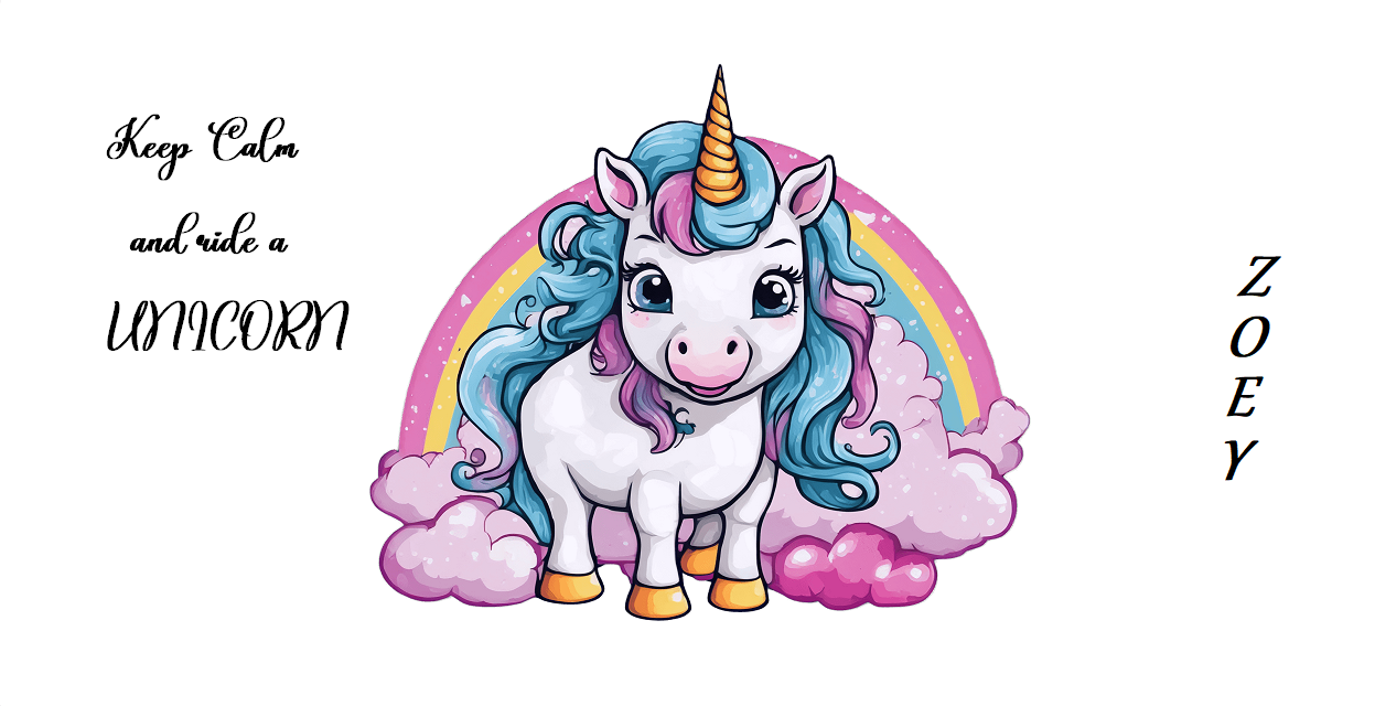 Einhorn Trinkglas mit Wunschnamen