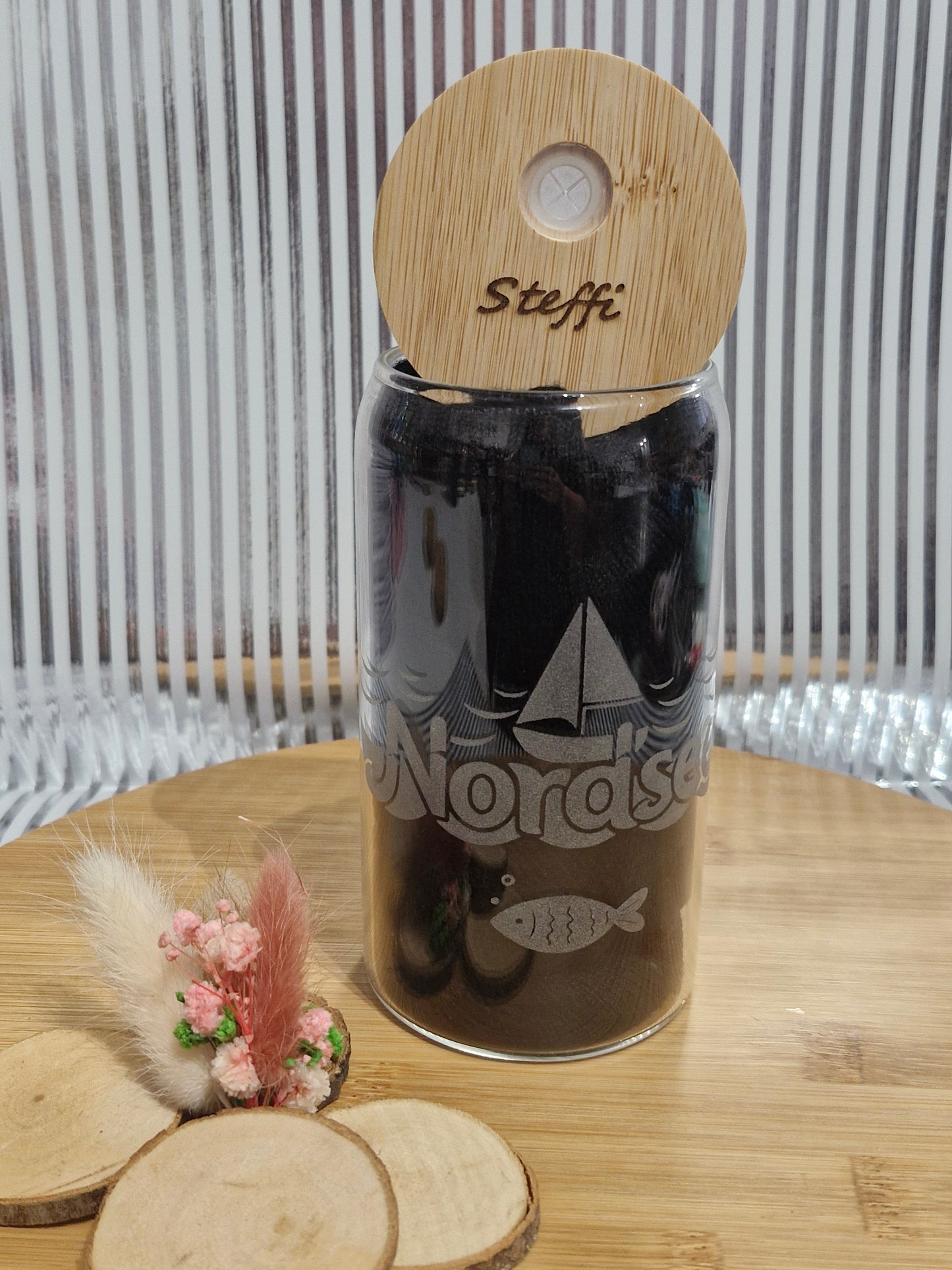 Nordsee Trinkglas mit Gravierten Wunschnamen