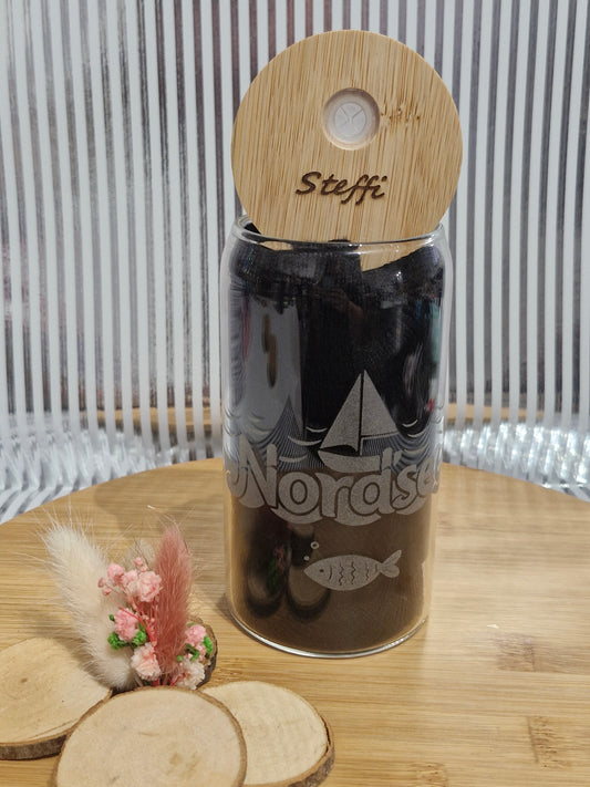 Nordsee Trinkglas mit Gravierten Wunschnamen