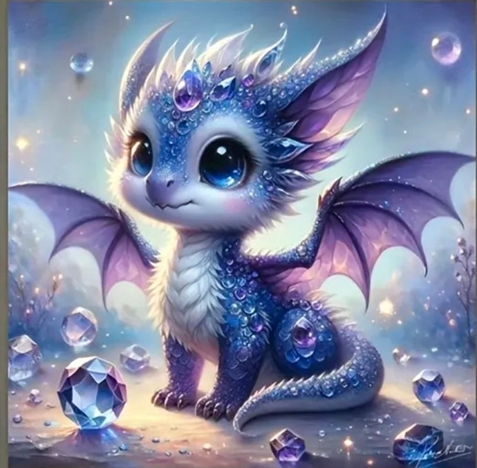 Diamand Painting Bild- Drache Lila
